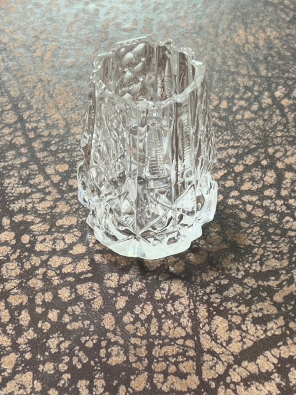 Antique American Brilliant Clear Cut Glass Toothpick Holder, Vintage ABP Crystal